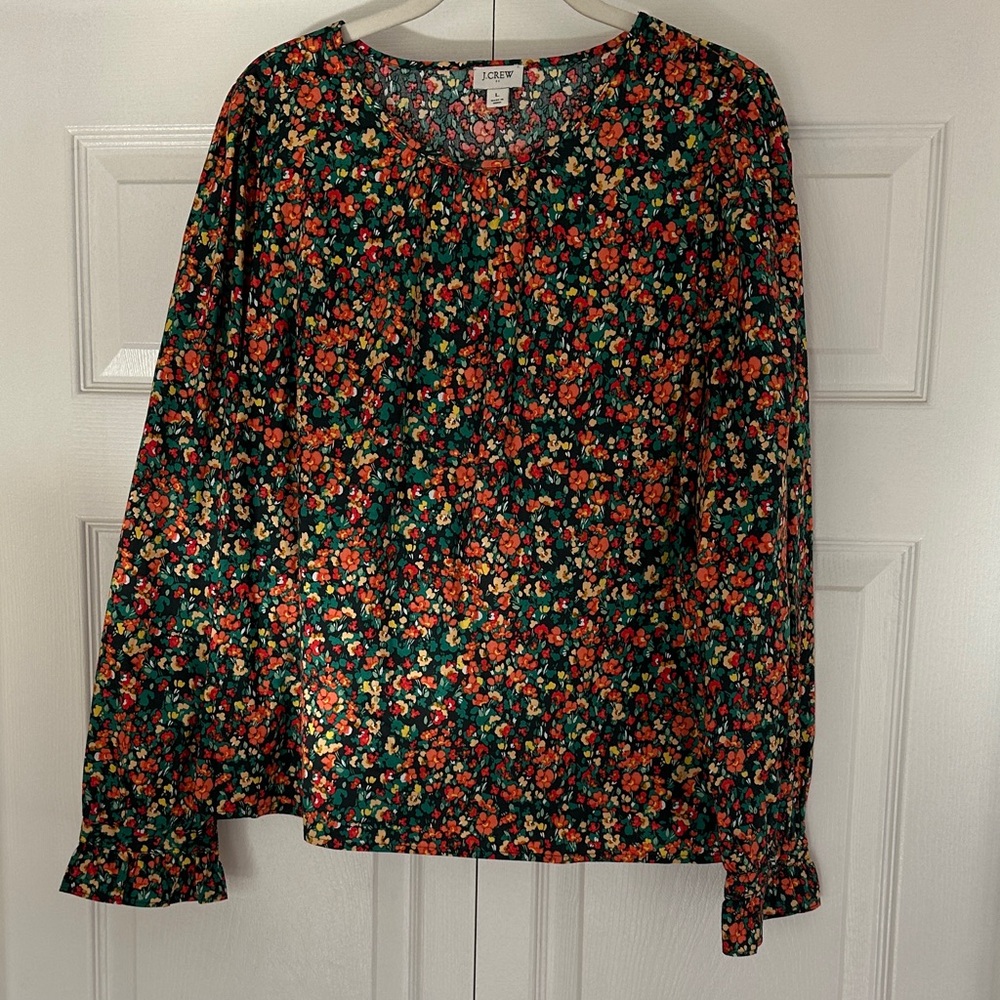 J. Crew Women's Floral Blouse - Black and Red